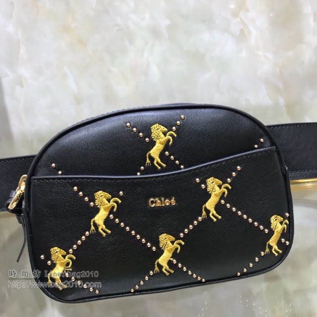 Chloe女包 克洛伊經典Signature駿馬刺繡鉚釘腰包胸包 Chloe拉鏈款斜挎包  jjh1278